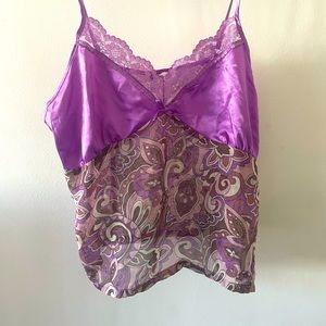 Vintage Y2K Purple Satin Mesh Slip Top